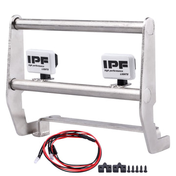 Crazyhobby Metal Front Bumper With Led Lights For Traxxas Trx4 Bronco 1/10Th Scale Rc Crawler Model Car Accessories