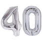 40 Inch Number 40 Balloon Silver Jumbo Giant Big Large Number 40 Foil Mylar Silver Balloons 40Th Birthday Party Anniversary Deco