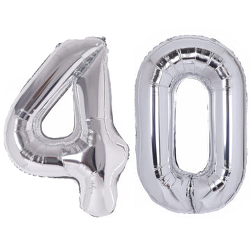 40 Inch Number 40 Balloon Silver Jumbo Giant Big Large Number 40 Foil Mylar Silver Balloons 40Th Birthday Party Anniversary Deco