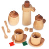 WHOHOLL Wooden Tea Set for Little Girls, Natural Wood Toys Tea Party Set, Kids Tea Set for Toddlers 1-3, Baby Play Tea Cup Set f