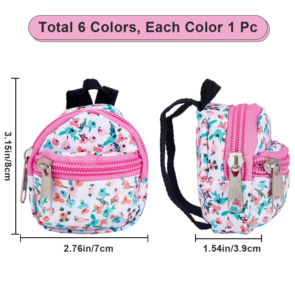 GORGECRAFT 6 Styles Mini Doll Backpack Miniatures House Backpack Doll Zipper School Bags Keys Purse for Dolls Accessories Costume Ornament Photography Props Black White Orange Blue Khaki Gifts