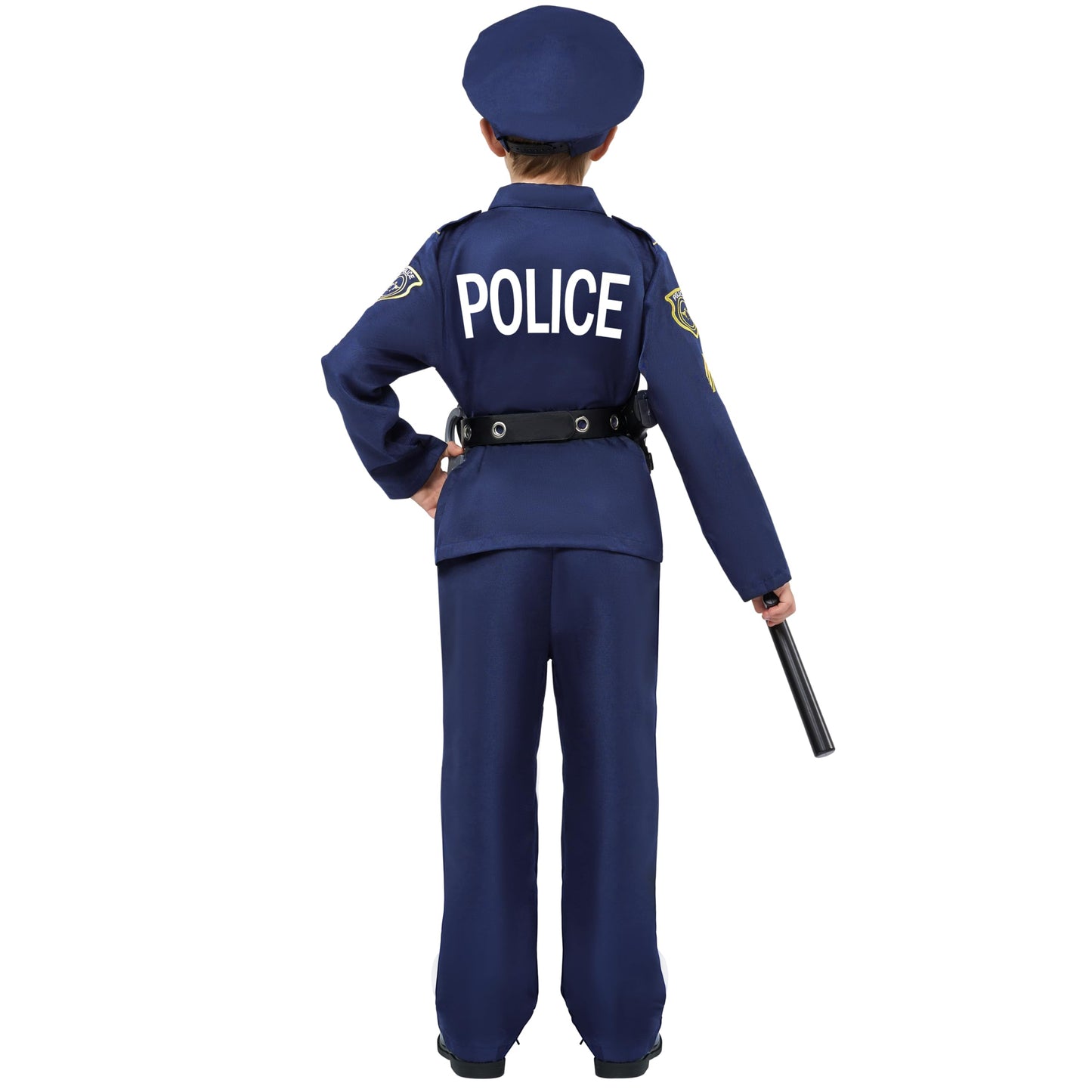 Spooktacular Creations Halloween Police Costume For Kids, Dark Blue Police Officer Costume For Boys, Toddler Cosplay Roleplay Themed Party (3T (3-4 Yrs))