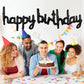 Toniful Black Happy Birthday Balloons Banner, 16 Inch Mylar Foil Script/Cursive Letters Birthday Sign Banner Balloon Reusable Ma