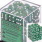 Chessex Opaque 12mm d6 Green w/White Dice Block 36 Dice