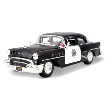 1955 Buick Century Police Car Black and White 1/26 Diecast Model Car by Maisto