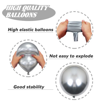 Metallic Silver Balloons, 100 Pcs 12 Inch Metallic Silver Balloons, Metallic Silver Balloons For Party Decoration,Birthday Decor