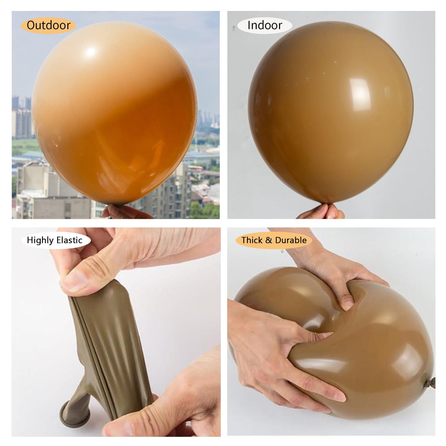 130Pcs Dark Brown Balloons Arch Kit, Different Sizes 18'' 12'' 10'' 5''Brown Latex Balloons Garland For Birthday Graduation Baby