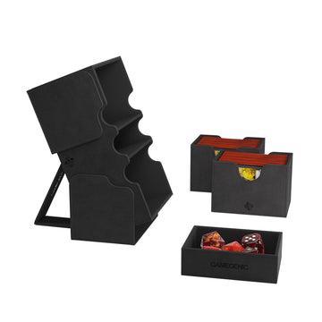 Gamegenic Stronghold 200+ Xl Convertible Deck Box | Double-Sleeved Card Storage | Card Game Protector With Accessories Drawer | Nexofyber Surface | Holds Up To 200 Cards | Black Color | Made