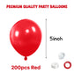 Red Balloons 200Pcs, 5 Inch Small Red Latex Party Balloons, Mini Thick Red Birthday Balloons For Birthday Wedding Decorations, B