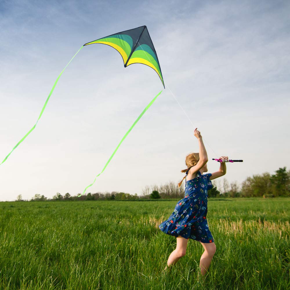 Mint's Colorful Life Delta Kite - Easy to Fly, 300ft String, Large Multi-color, Model 22213902811, Ideal for Kids & Adults