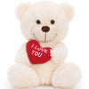 Maogolan Small Teddy Bear With Red Heart, I Love You Valentines Day Teddy Bear Stuffed Animal White,Velvet Red Heart Valentines 