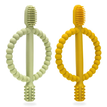 Baby Teething Toys With Easy-Hold Handle, Silicone Infant Toothbrush, Textured On Both Sides Helps Massage, Soothe Sore Gums, Teething Toys For Babies 0-6 Months, 6-12 Months