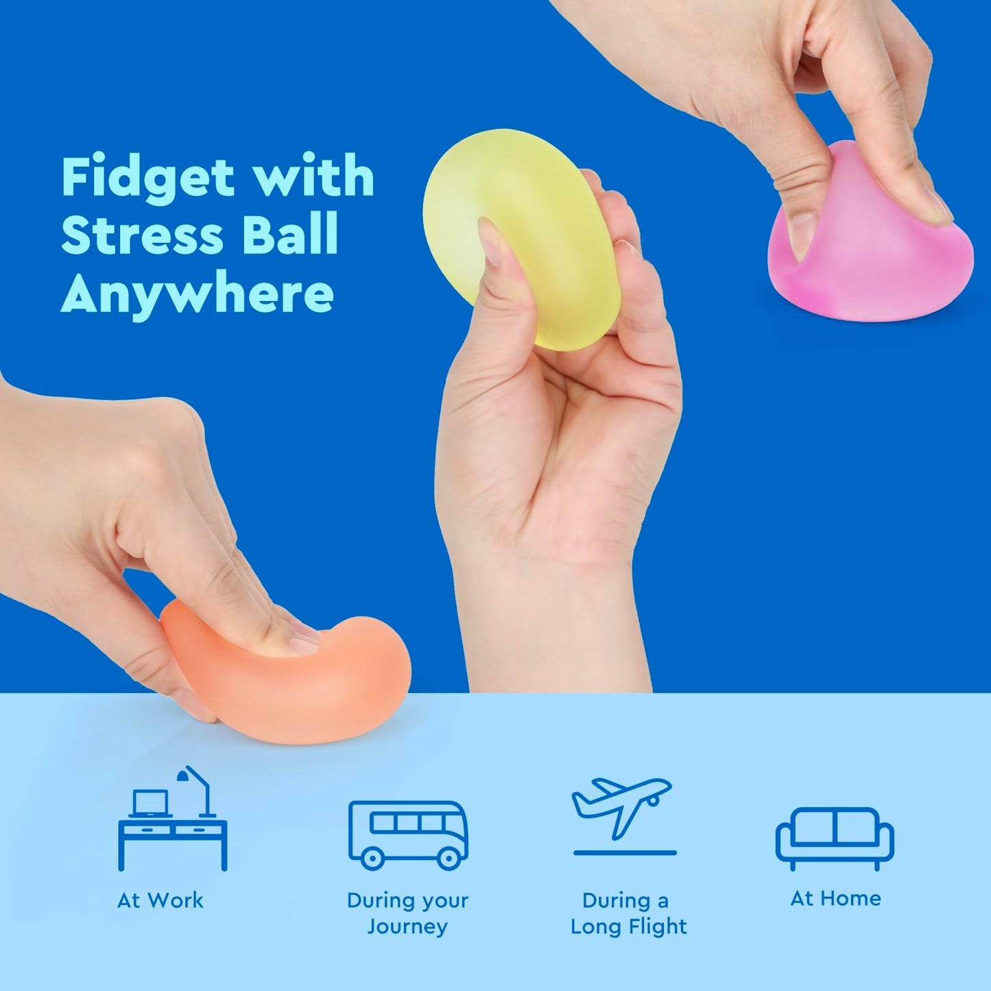 Dyrdm Stress Balls 3-Pack, Easter Basket Stuffers & Fidget Gifts, High Density And Ultra-Soft Memory Gel Filled, Squishy Fidget Toy, Squeeze Balls Sensory For Anxiety Stress Relief Warm Series
