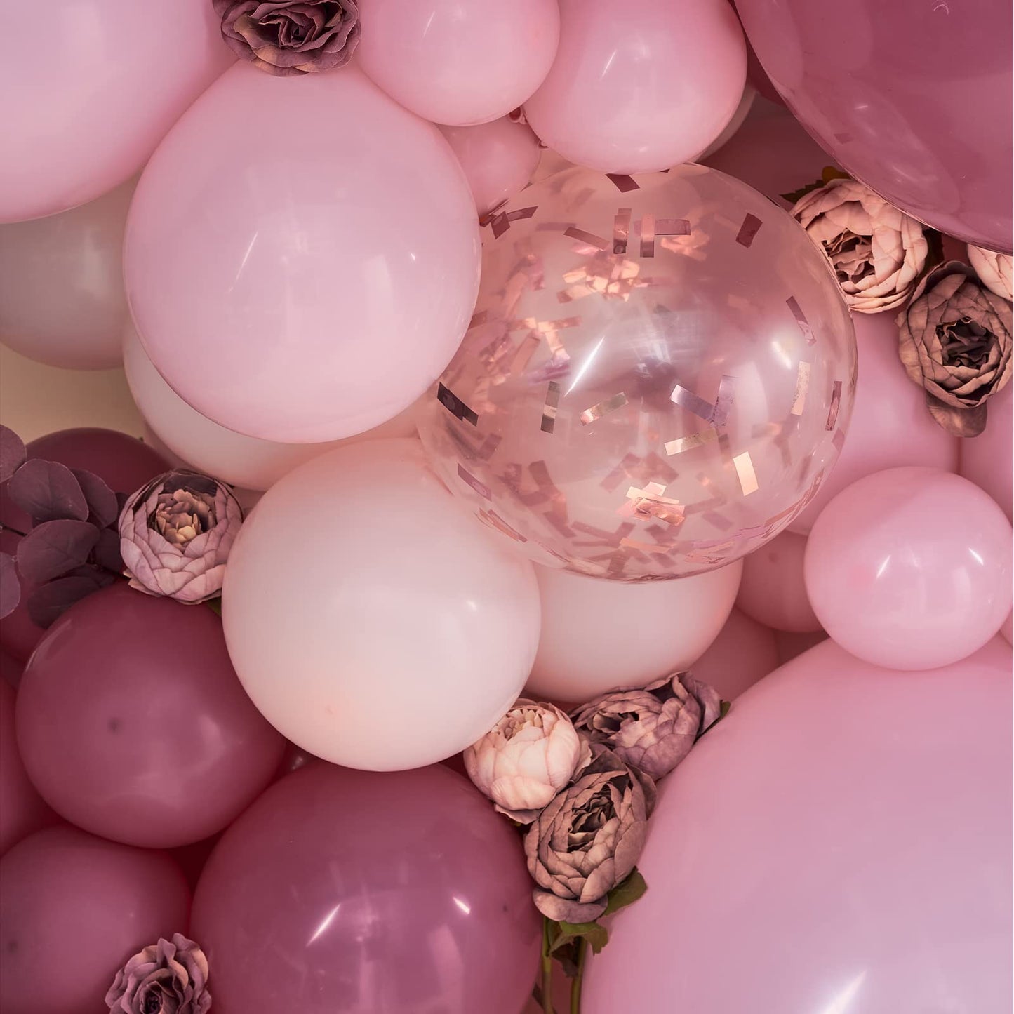 PartyWoo Balloon Arch Kit - 140 pcs Pink Garland, 18" Rubber Balloons, Dusty Rose, Rose Gold, Ideal for Birthday, Bridal Shower, Wedding