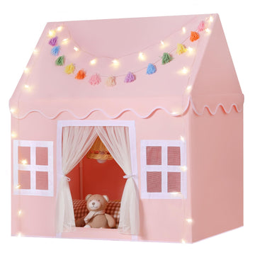 Senodeer Kids Play Tent Indoor: With Mat, Tassel Garland, Star Lights - Pink Girl Tent Playhouse For Toddlers Kids Toys For Boy Girl Birthday Gift For Kids