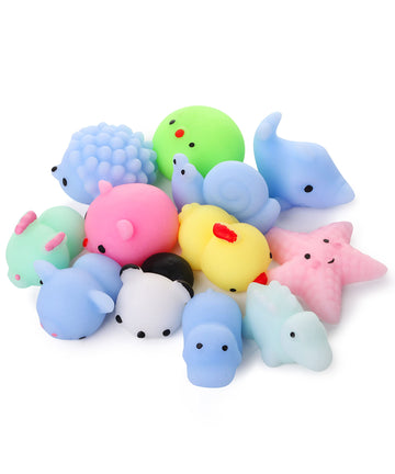 Mr. Pen Squishy Toys, 12 Pack, Assorted Colors, Rubber Stress Relief Mini Squishes for Kids, Model UT12
