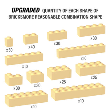 300 Piece Tan Bricks Bulk Assortment Pack, Tan Brick Accessories For Building With 12 Size, Compatible With Lego Parts And Piece