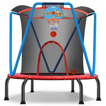 Zupapa No-Gap Design Trampoline For Kids Toddler Indoor Outdoor Small Trampolines For Baby With Net Basketball Hoop For Age 2-5,