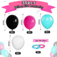 Paready Disco Music Party Balloons, 30 Pcs 12 Inch Hot Pink Black Blue And White Latex Balloons With Ribbons For 80S 90S Disco M