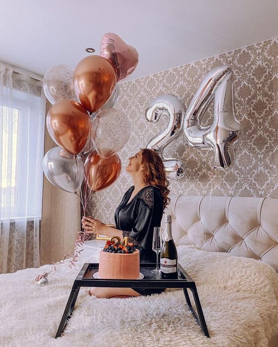 Silver 4 Balloon, Number Balloons 40 Inch, 4Th Silver And Black Party Decorations, Four Large Numbers For Party Decor, Number 4