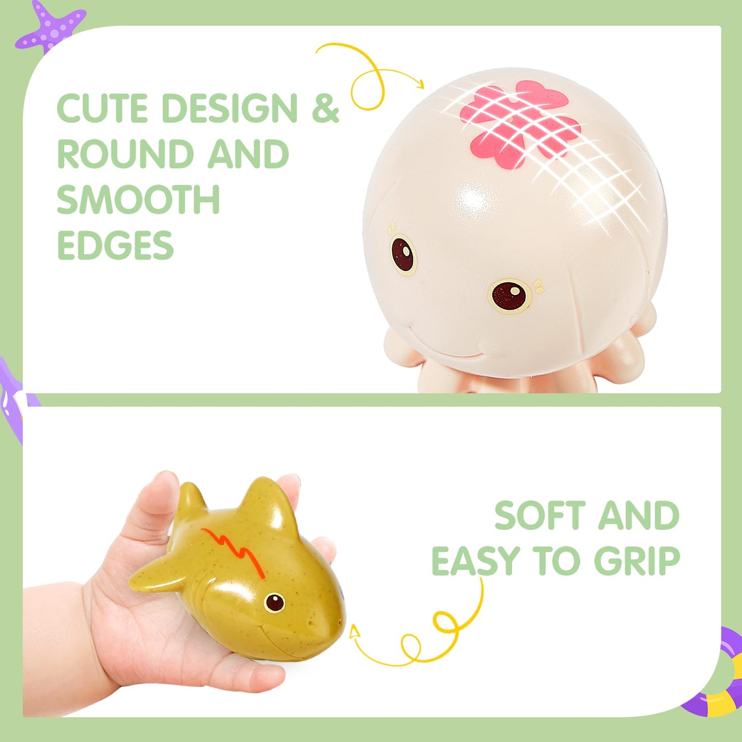 Mold Free Baby Bath Toys For Babies 6-12 Months 9 Pack No Hole Sea Animal And Floating Boats Bathtub Pool Shower Toys Christmas