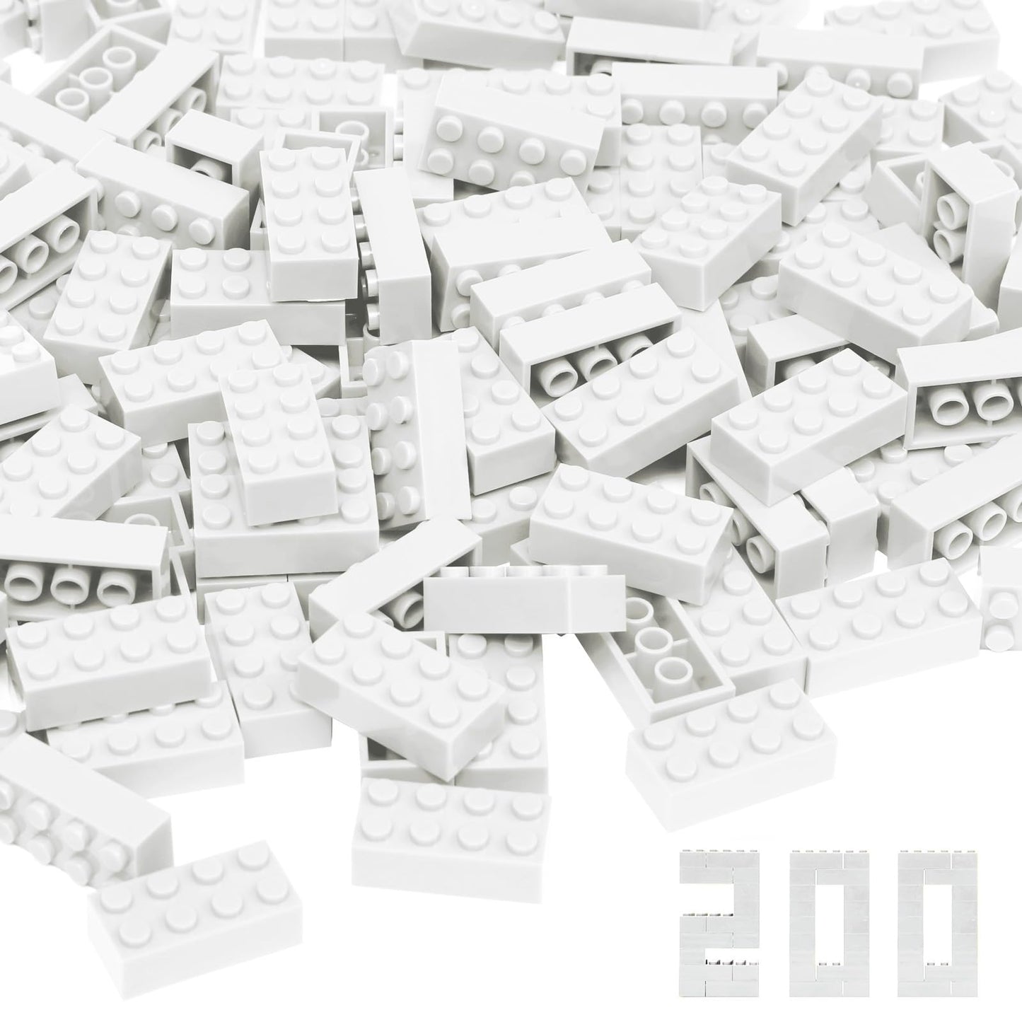 Unirolic Classic Building Bricks, 200 Piece 2X4 Building Blocks Stem Creative Building Toys Compatible With All Major Brands, Mo