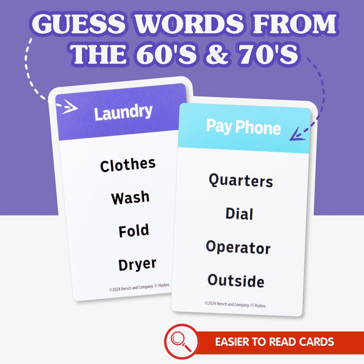 JOY FOR ALL Ageless Games Taboo Charades - Classic Low Vision Card Game, Purple, Includes 80 Customizable Word Guess Cards, Model A4204