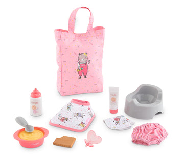 Corolle - Large Accessories Set For Mon Premier Poupon 12' Baby Dolls, 11-Piece Set Includes Bottle, Bib, Diaper, Potty, Pacifier, Tote Bag And More