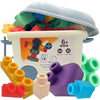 Wabee Baby Large Soft Rubber Toddler Blocks, 50 Pieces In Storage Bin On Wheels - Includes Booklet, Toy, Gift, Birthday, 6M, 1-2