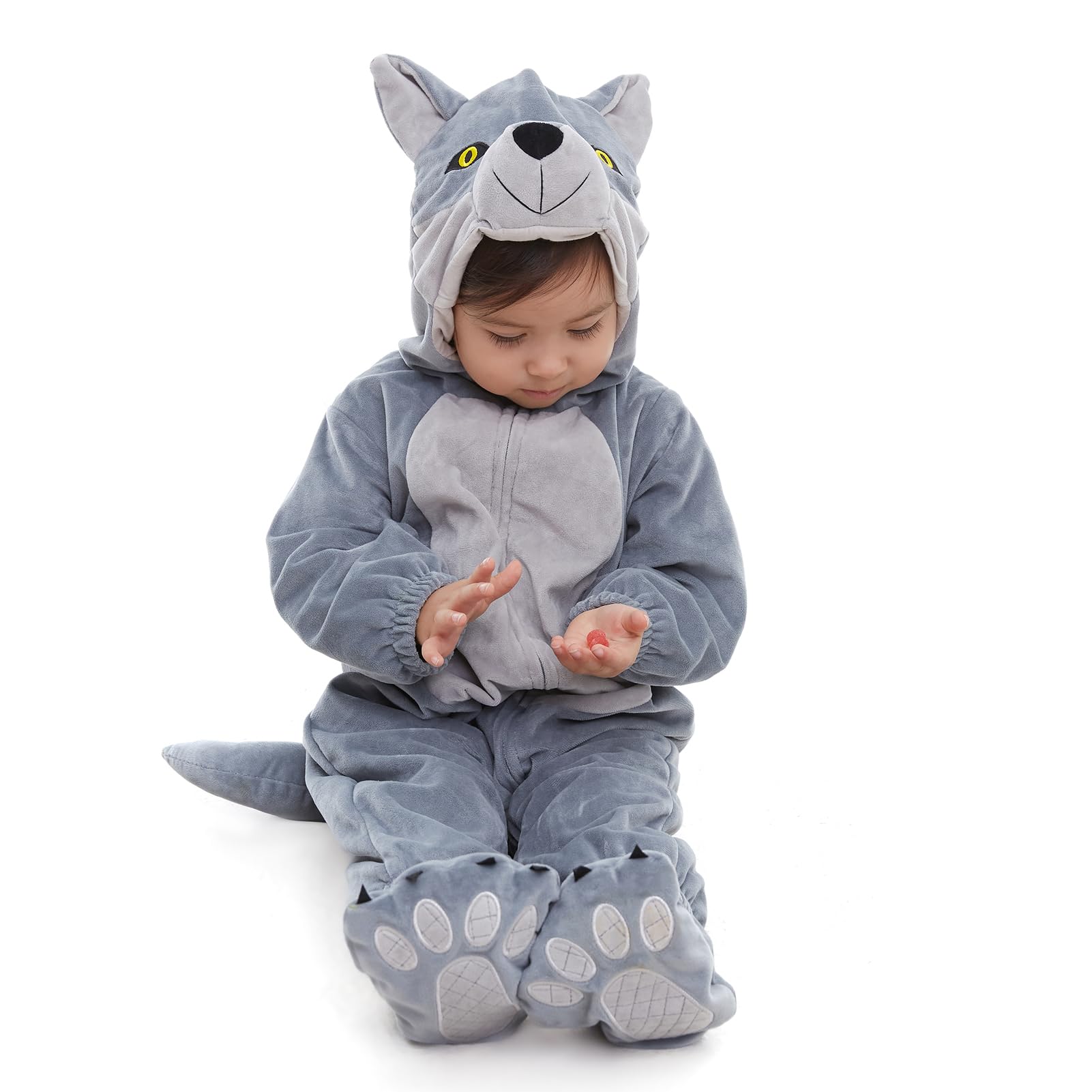 Hsctek Baby Wolf Costume, Infant Wolf Costume Baby Boys Girls, Baby Halloween Costume For Toddler Newborn 9-12Months
