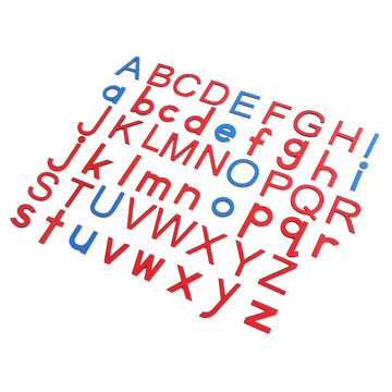 Je Joue Montessori Letter Work Learning Materials Wooden Small Moveable Alphabet Language Objects With Box (Red & Blue)
