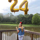 40 Inch Gold Large Number 4 Birthday Balloon, Giant Number Four 14 24 34 40 44 2024 Balloons, Foil Mylar Big Balloons For Annive