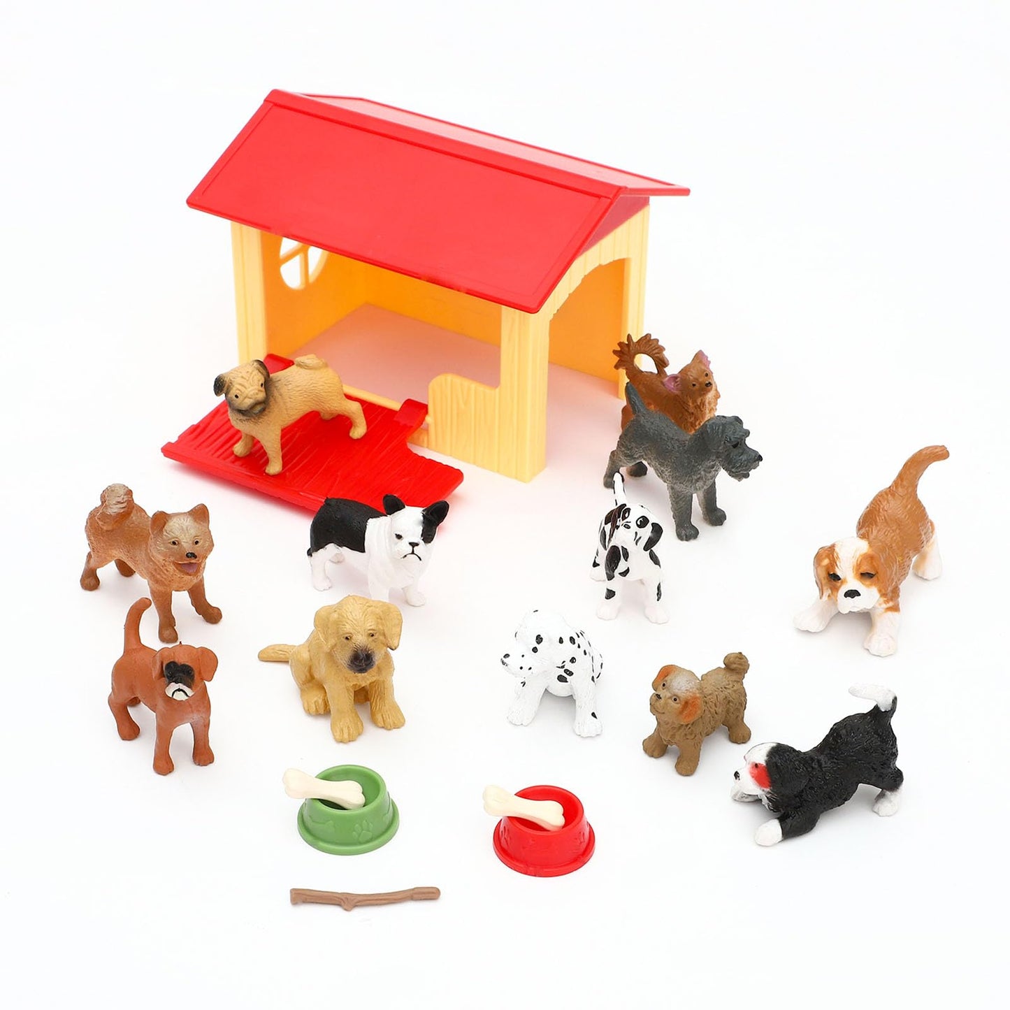 ONEST 18 Pieces Mini Dog Figurines Playset Hand Painted Tiny Dogs Realistic Detailed Plastic Puppy Figures Toys Small Dog Figuri