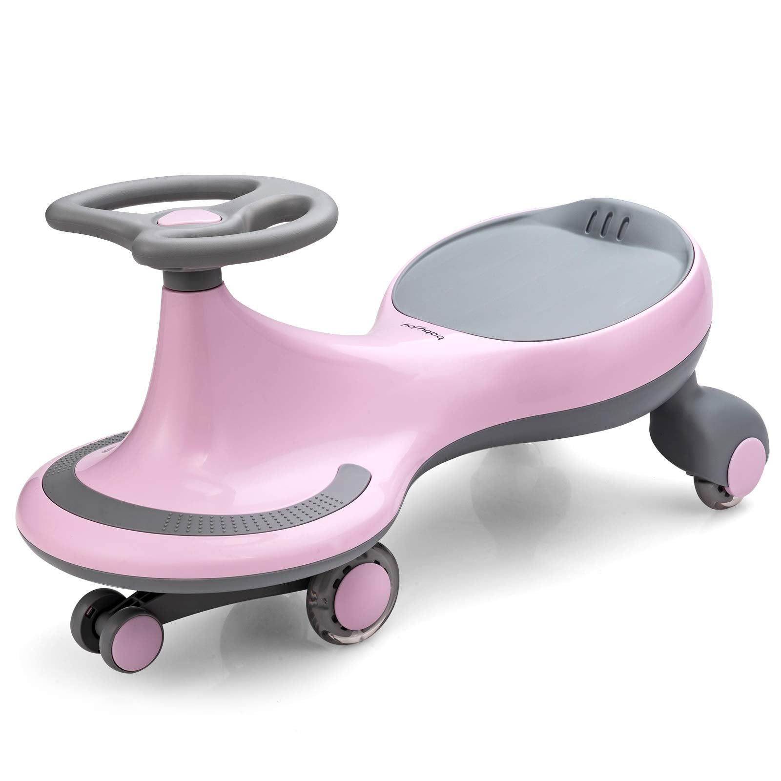 Baby Joy Wiggle Car For Kids, Swing Car With Led Flashing Wheels, No Batteries, Gears Or Pedals, Uses Twist, Turn, Wiggle Movement To Steer, Ride-On Toy For Boys Girls 3 Year Old And Up (Pink)