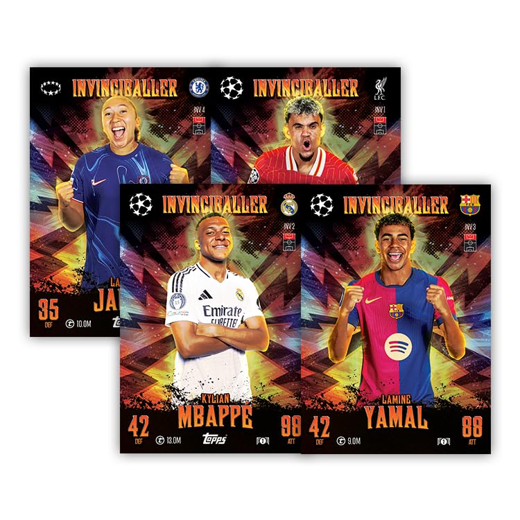 Topps Match Attax Extra 2025 - Mega Tin #2 - The Invinciballers! 48 cards including 4 limited availability Invinciballers LE cards. Look out for relic cards inside lucky tins!