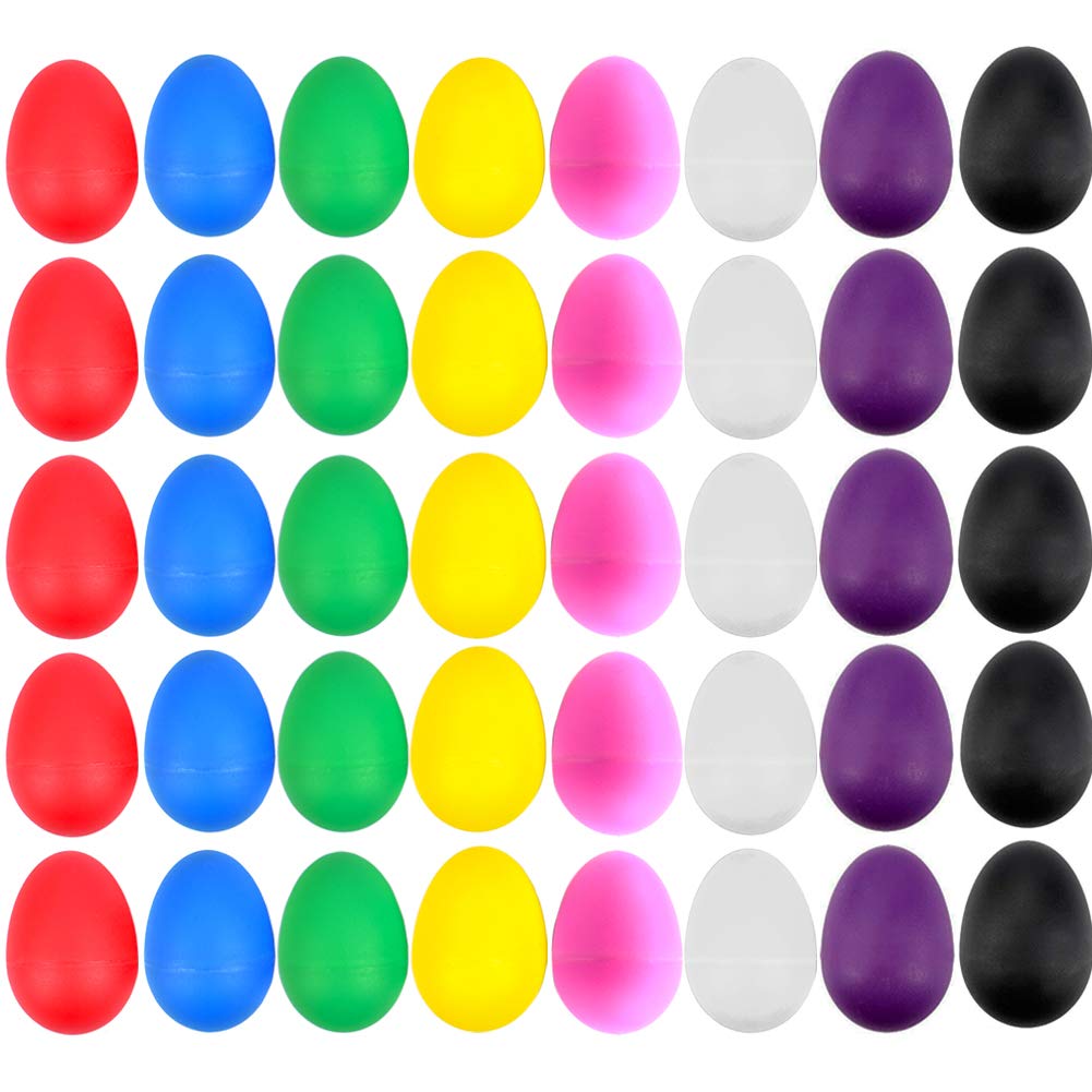 Evneed 40 Pcs Plastic Egg Shakers Set Percussion Musical Egg Maracas Kids Toys With 8 Colors For Child Toys Music Learning Diy Painting,Easter Eggs,Egg Shakers Musical Instruments