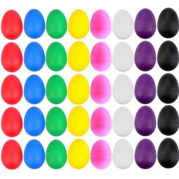 Evneed 40 Pcs Plastic Egg Shakers Set Percussion Musical Egg Maracas Kids Toys With 8 Colors For Child Toys Music Learning Diy Painting,Easter Eggs,Egg Shakers Musical Instruments