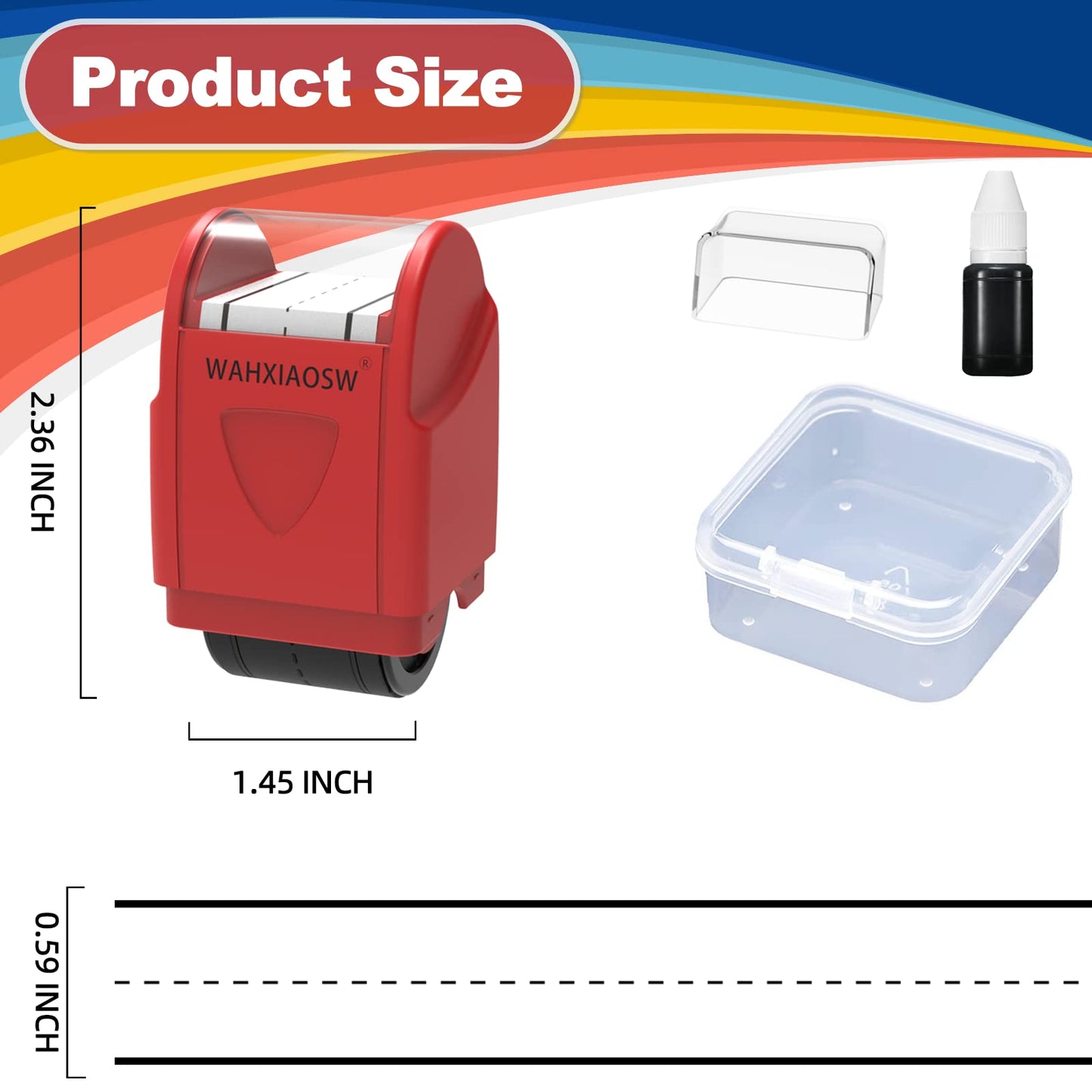 Handwriting Lines Stamp Roller Self-Inking Line Rolling Stamps Handwriting Practice Tool For Teachers Kids Kindergarten (Red+Yellow)