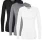 Sivvan Scrubs For Women - Long Sleeve Comfort Underscrub Tee 3-Pack - S85003 - Blackdark Marl Greywhite - S