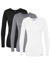 Sivvan Scrubs For Women - Long Sleeve Comfort Underscrub Tee 3-Pack - S85003 - Blackdark Marl Greywhite - S