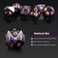 D&D Cracked Frosted Glass Dice 7 Piece Purple Zircon Dice with Great Gift Case for DND Dungeons and Dragon Tabletop Game (Purple