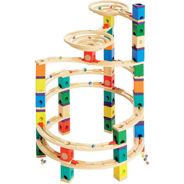 Hape Quadrilla Cyclone Wooden Marble Run Race Maze Construction Building Set| Stem Educational Learning Toys For Kids