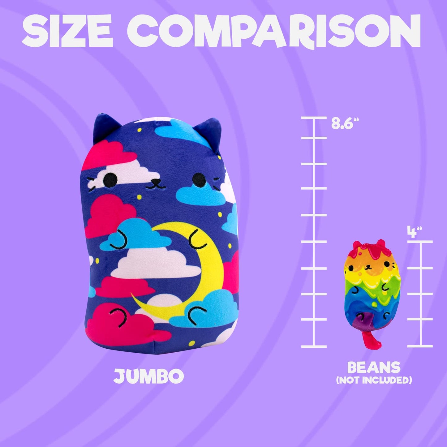 Cats Vs Pickles - Jumbo - Twinkle Kitty - Super Soft And Squishy Stuffed Bean-Filled Plushies - Great Toys For Boys And Girls. Collect These As Desk Pets, Fidget Toys, Or Sensory Toys.