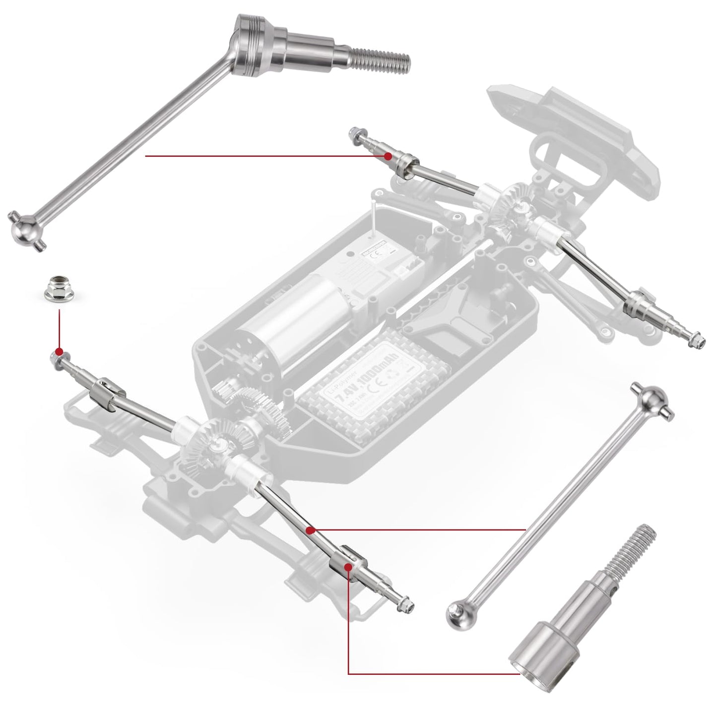 Haiboxing Rc Car Spare Parts Metal Front Universal Drive Shafts And Rear Drive Shafts Apply To 16889 & 16890A & 16889A(M16105 &