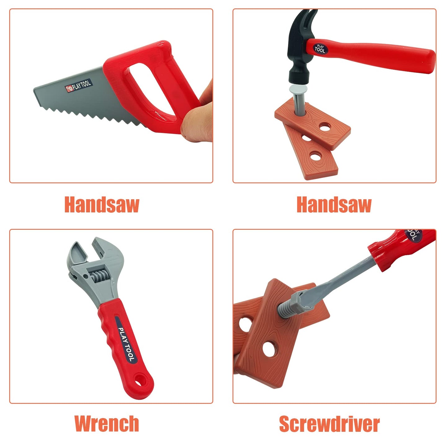 iKaufen Kids 68-Piece Toddler Tool Set with Tool Box & Electric Toy Drill - Pretend Play Construction Toy Set for Boys & Girls A