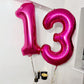 BBPOOL Hot Pink 40 Inch Number 13 Balloon - Foil Mylar for Birthdays & Anniversaries