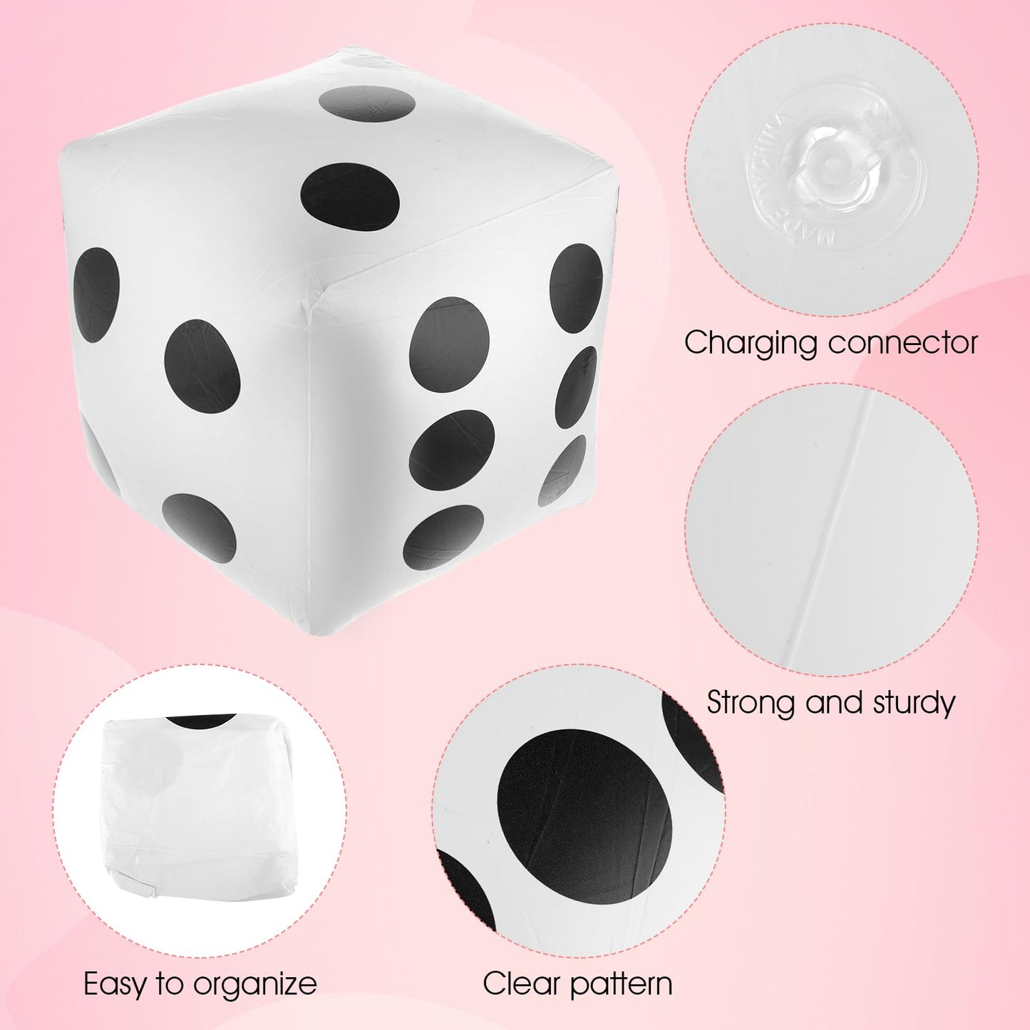 Prasacco Giant Dice - Jumbo Dice for Pool & Lawn Games  2 Pcs  30cm  White