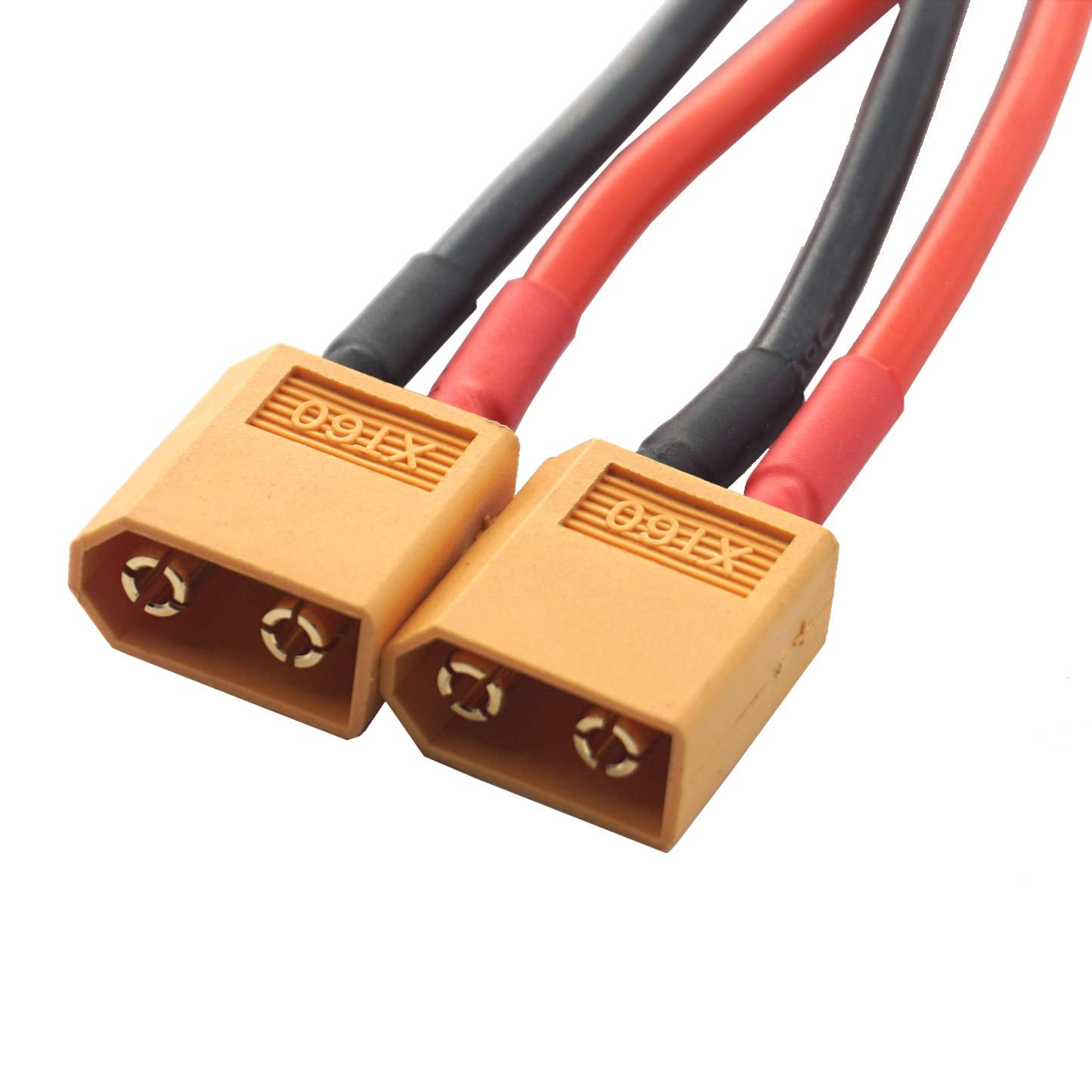 Share Goo 2Pcs 14Awg Xt60 Parallel Battery Connector 2-Male To 1-Female Xt-60 Cable Dual Extension Y Splitter Harness Adapter Fo