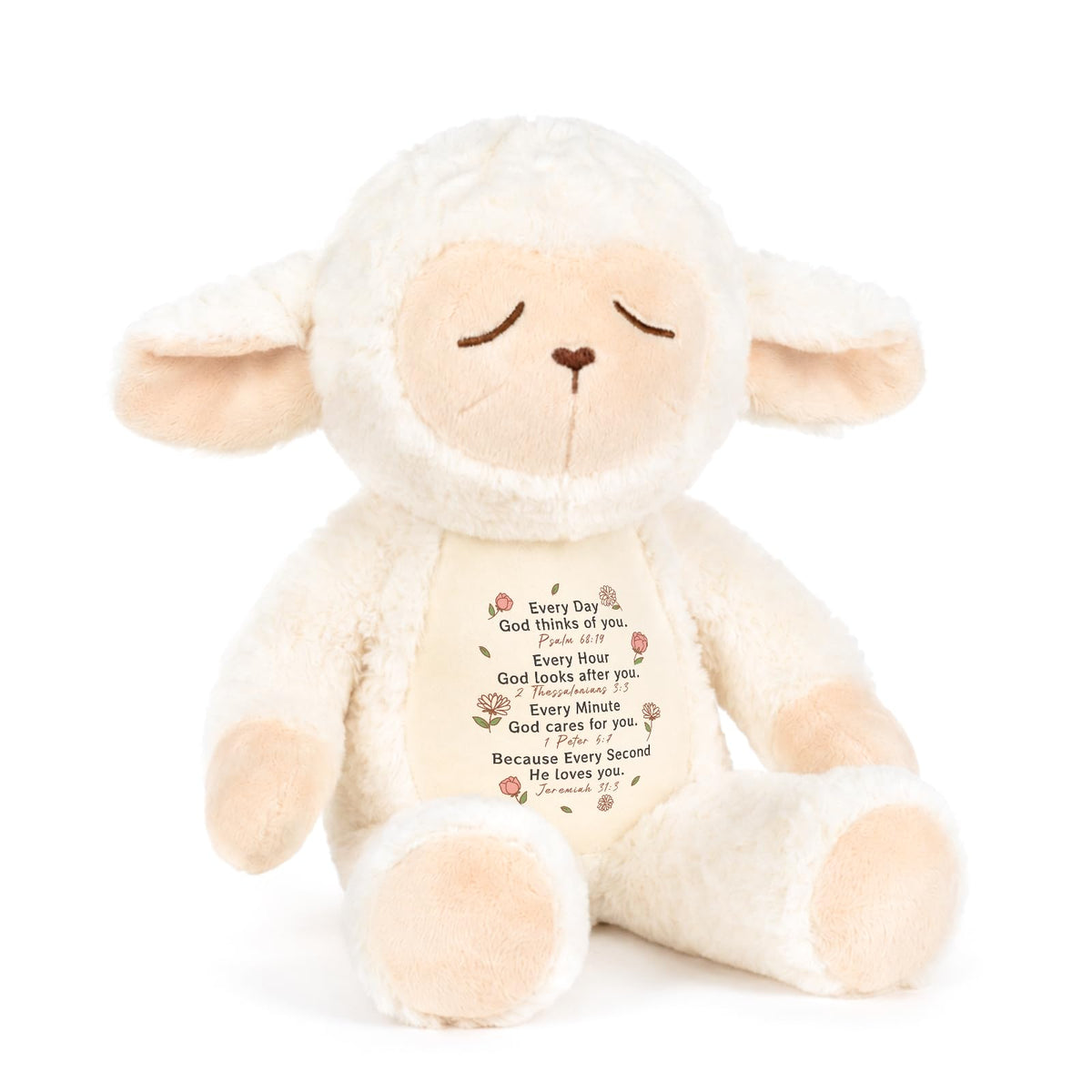WoollyPearl Praying Sheep Plush Lamb Soft Toy Baptism Gift 15in