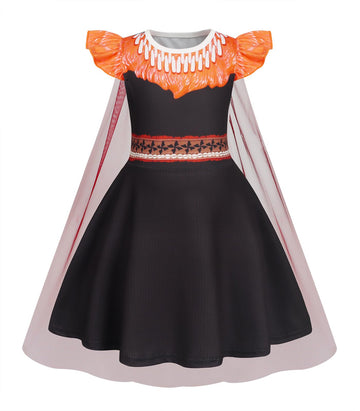 WonderBabe Girls Matangi Costume Dresses Matangi Dress Up Clothes with Long Cape for Halloween Party Cosplay size 5-6t